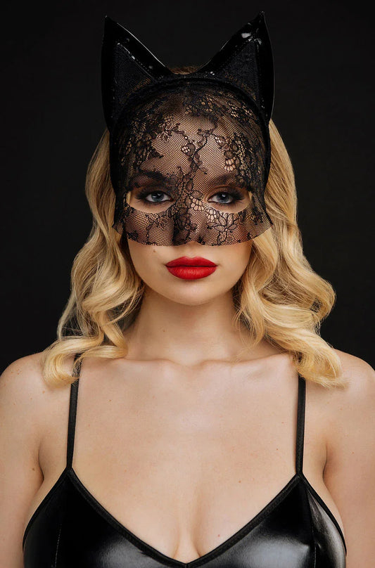 Máscara de gato sexy Máscara de encaje Lindas orejas de gato Máscara de cara completa Máscaras de mascarada